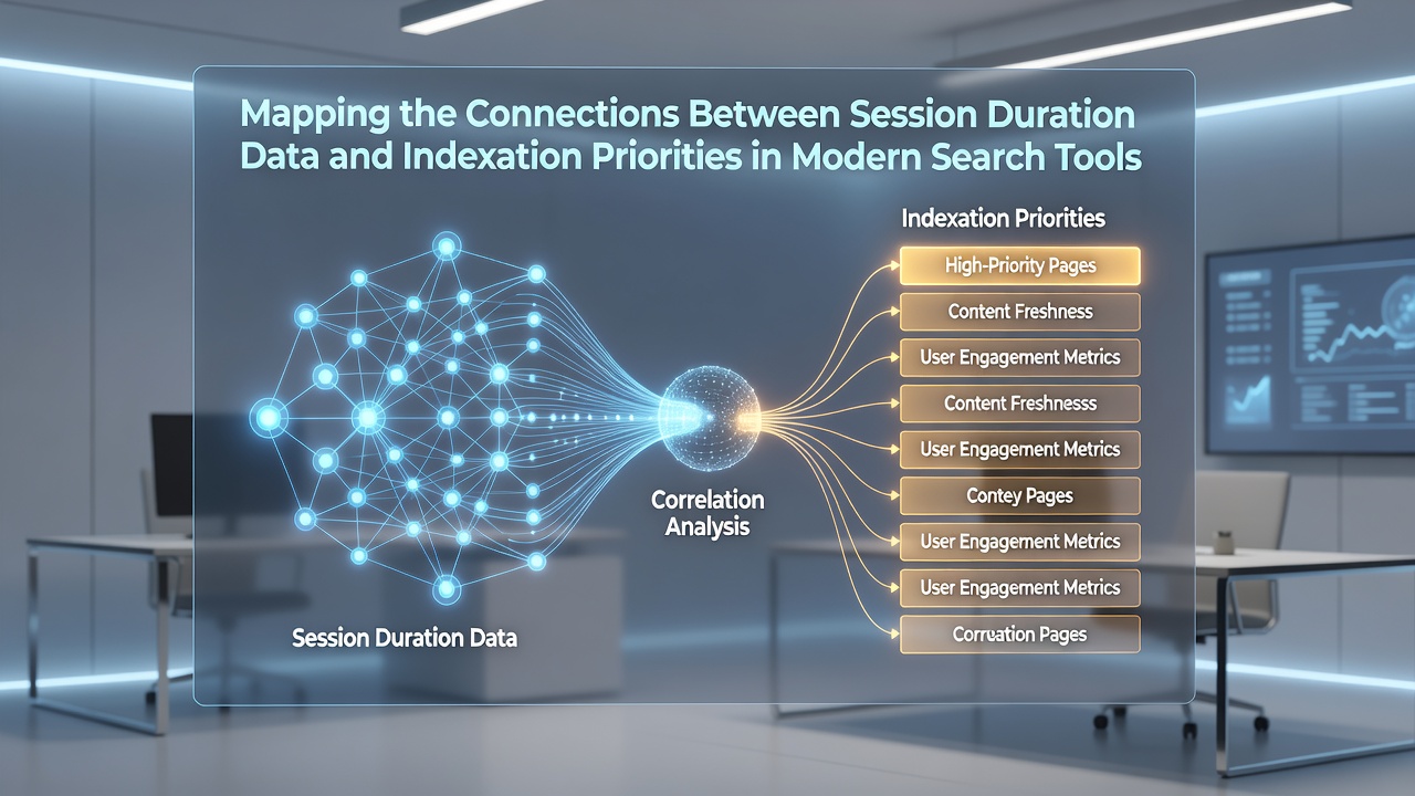 Diagram showing data flow from user session metrics to search engine indexing queues